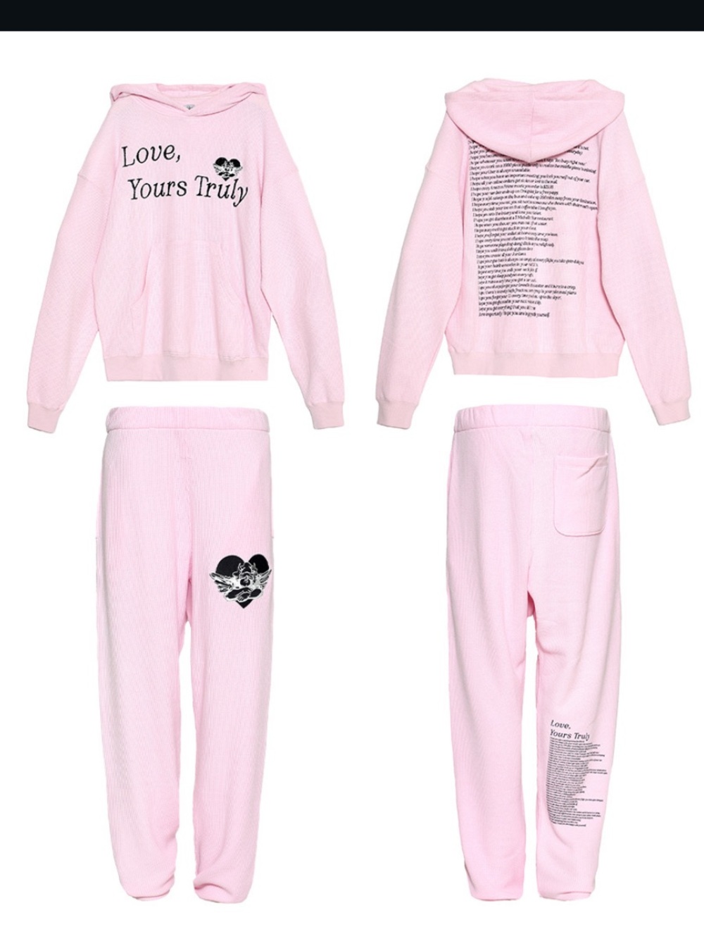 Boys Lie Pink Knit set with Heart Print